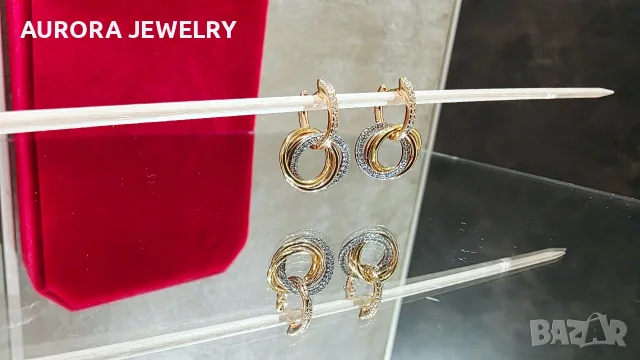CARTIER Trinity Half Paved Diamonds Дамски Обеци, снимка 2 - Обеци - 56733468