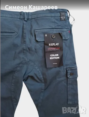 Мъжки карго дънки Replay Jaan Hyperflex Slim Fit, Тъмносини, снимка 3 - Дънки - 56708559