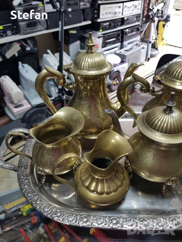месингов сервиз за кафе и чай, снимка 2 - Антикварни и старинни предмети - 56677793