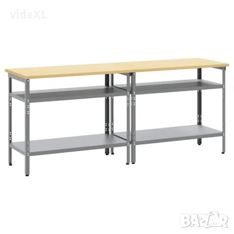 vidaXL Комплект работна маса 2 бр. Бежово и сиво 200 x 55 x 85 см