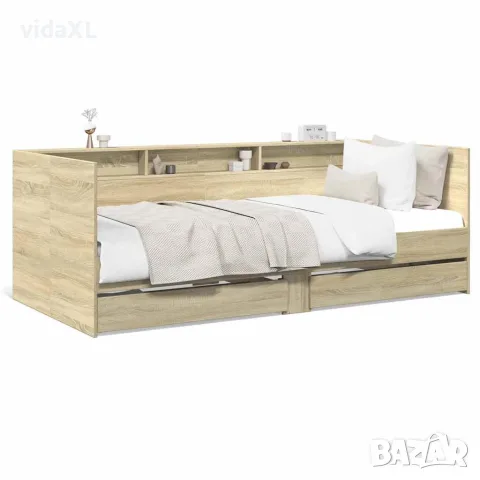 vidaXL Дневно легло с чекмеджета, без матрак, сонома дъб, 90x200 см