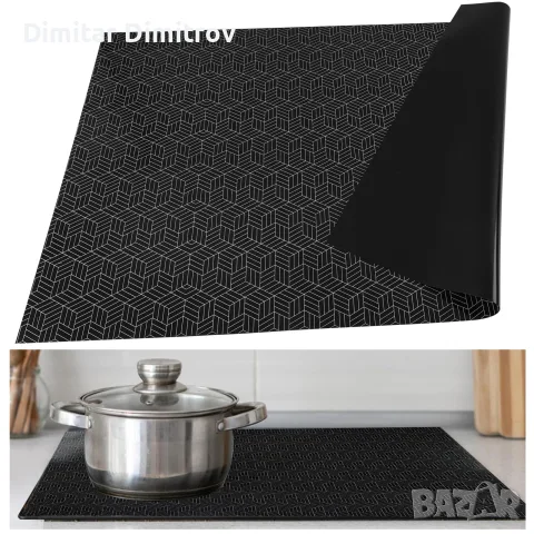 Защитна силиконова подложка за индукционен котлон 52x78 см, до 230°C, черна