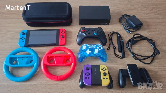Nintendo Switch Neon Blue/Red v2 + 128GB карта, модчип и много аксесоари