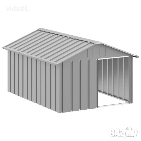 vidaXL Кучешка къща сива 116,5x153x81,5 см поцинкована стомана