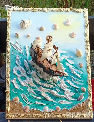 3D пано с кораб и морски мотиви