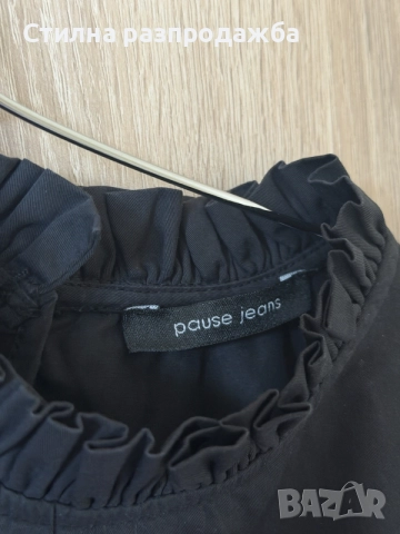 Черна блузка тип риза Pause Jeans – размер XS, снимка 3 - Ризи - 56599202
