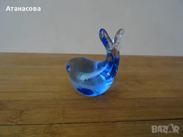 Стъклена фигура Син кит Мурано , снимка 3 - Декорация за дома - 56632040
