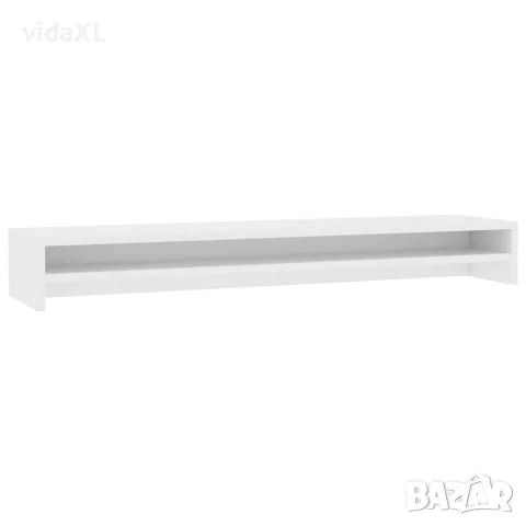 vidaXL Стойка за монитор, бяла, 100x24x13 см, инженерно дърво