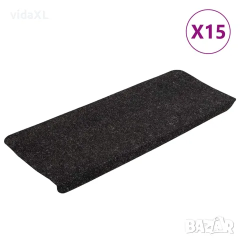 vidaXL Самозалепващи стелки за стълби, 15 бр, 65x24,5x3,5 см, антрацит