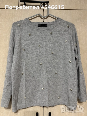 Блуза с перли Zara knit, снимка 3 - Блузи с дълъг ръкав и пуловери - 56726024