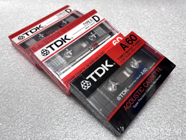 Чисто Нови (фабрично запечатани) Аудио Касети TDK A60 Acoustic и TDK D60 (Type-I Normal Position) 
