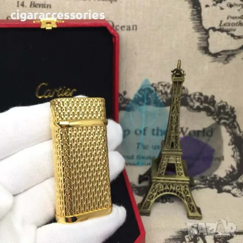 Запалка Cartier със златно покритие, кутия и документи