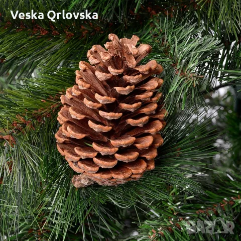 Елха естествено зелена с шишарки, снимка 4 - Декорация за дома - 56677889