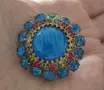 Винтидж кръгла коктейлна брошка , снимка 1