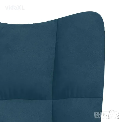 vidaXL Релаксиращ стол с табуретка, син, кадифе, снимка 9 - Столове - 56146913