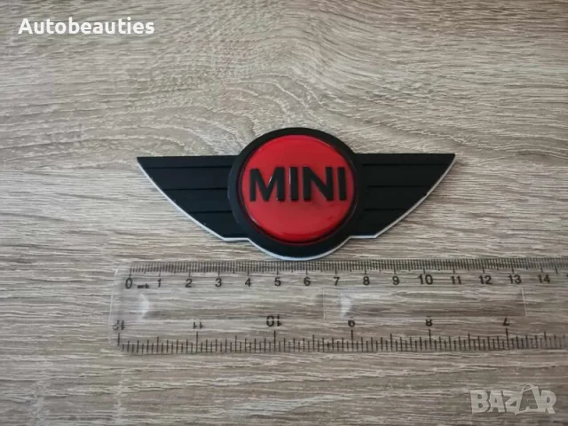 MINI Cooper емблема стар стил черно с червено, снимка 2 - Аксесоари и консумативи - 56580316
