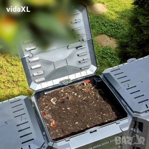 vidaXL Градински компостер, черен, 1600 л, снимка 3 - Разсади - 56146667