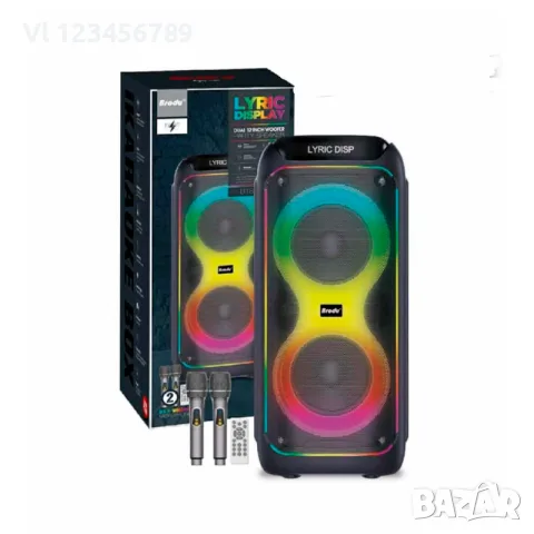 Безжична акумулаторна Bt караоке тонколонка 2х12" Brodu BTS-2108