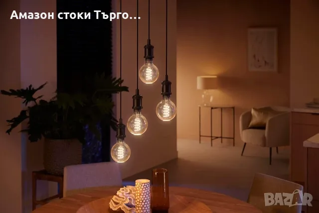 Смарт LED крушка Philips Hue Filament A60 E27, винтидж, снимка 3 - Лед осветление - 56561365