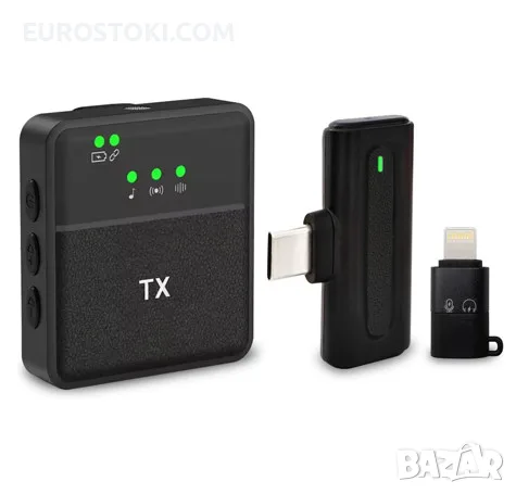 Безжичен микрофон Kinizuxi, професионален лавалиер микрофон за iPhone, iPad, Android, 2.4G 