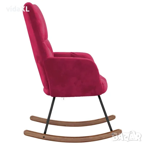 vidaXL Люлеещ стол, виненочервен, кадифе, снимка 6 - Столове - 56146855