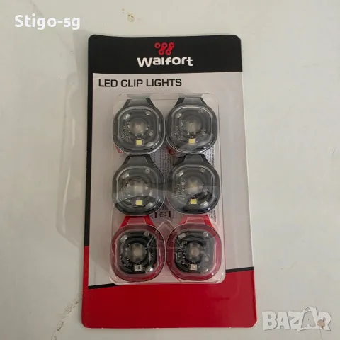 Нов комплект 6 бр. LED лампа с клипс Walfort (за бягане, колело, къмпинг)