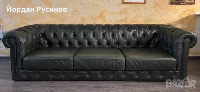 ЧЕРЕН Оригинален и автентичен кожен диван честърфийлд chesterfield естествена кожа 