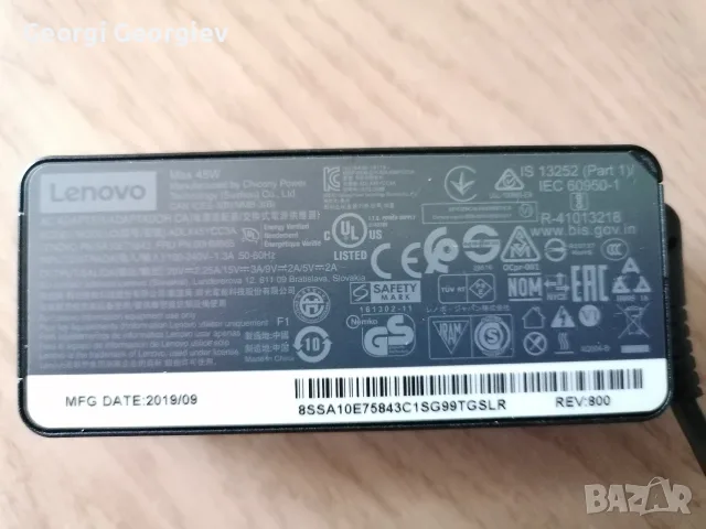 Оригинален захранващ адаптер Lenovo 45W Type C 