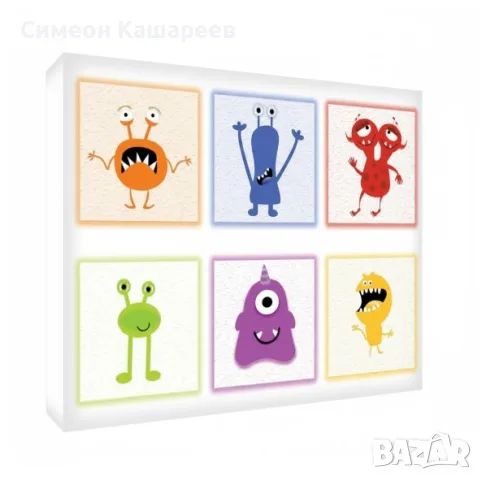Детска стенна картина "Чудовища", 40x30 см