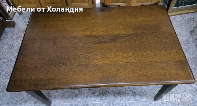 Дъбова трапезна маса + 4 стола, снимка 2 - Маси - 56680947