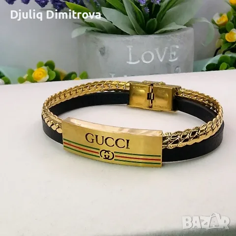 Мъжка гривна Gucci от медицинска стомана с 18 карата златно покритие