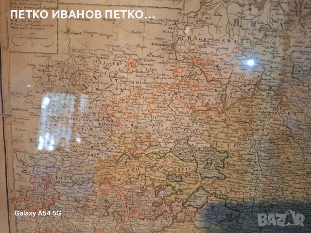 Стара Картина Немска Карта, снимка 8 - Колекции - 56561615