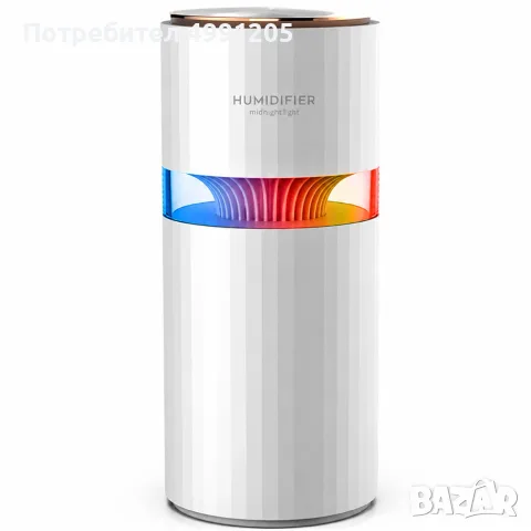 Ултразвуков овлажнител за въздух 400 мл с LED нощна светлина, 2 режима на работа и USB захранване
