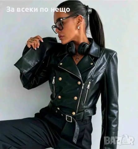 Дамско Черно Кожено Яке Код RF-6