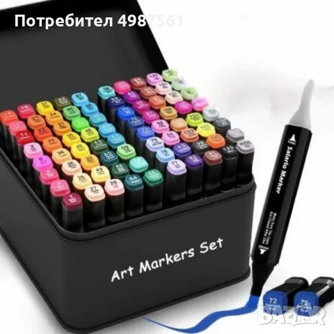 48 двустранни маркера с алкохолна основа и калъф - за рисуване