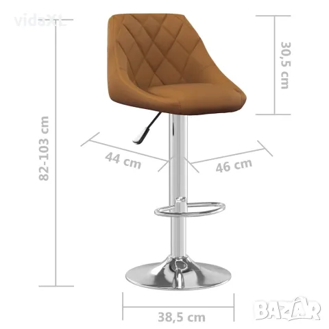 vidaXL Бар табуретки, 2 бр, кафяви, кадифе, снимка 9 - Столове - 56147140
