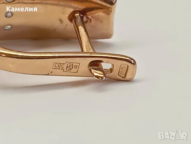 Руско злато. Обеци с брилианти , снимка 11 - Обеци - 56584800