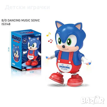 Интерактивна играчка Соник танцува и свети, LED, 3+