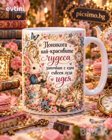 Бяла керамична чаша с послание