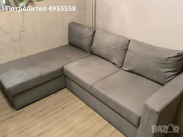 Разтегателен ъглов диван IKEA FRIHETEN (Фрихетен) с ракла + калъф – сив