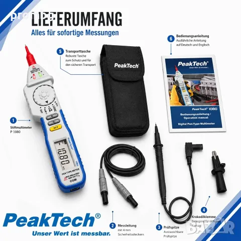 мултиметър тип писалка Peaktech 1080, измервателен уред, мултицет, снимка 8 - Други инструменти - 30621829