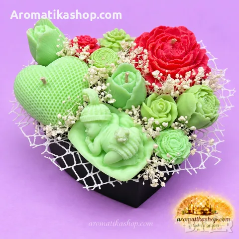 „Emerald Love“ – Ароматен соев букет, снимка 4 - Декорация за дома - 56682000