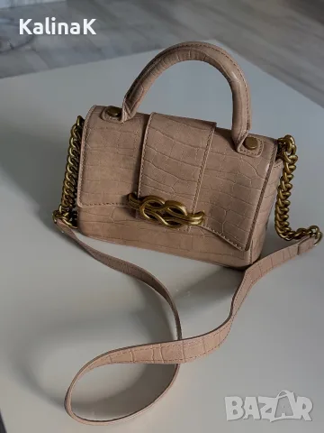 Бежаво кафява чанта Zara, снимка 3 - Чанти - 56598811