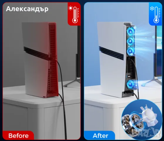 Интелигентен охлаждащ вентилатор IINE за PS5 Pro (Disc & Digital), снимка 3 - Аксесоари - 56718470