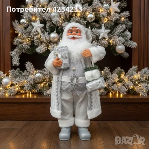 Дядо Коледа в сребристо, снимка 2 - Декорация за дома - 56588003