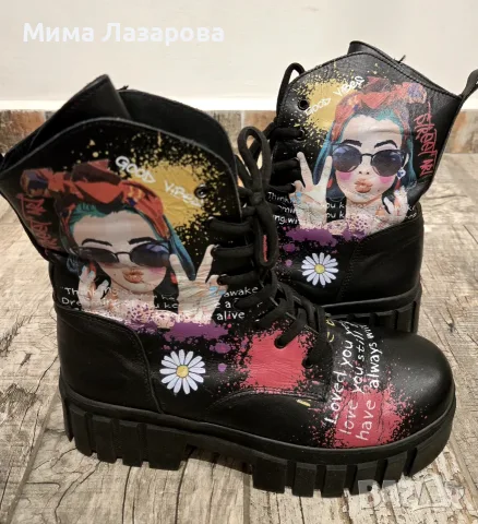 Дамски зимни боти естествена кожа