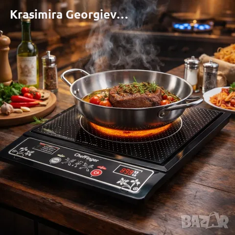 Индукционен котлон Cheffinger - 2000W, с дигитален дисплей, таймер и защита от прегряване