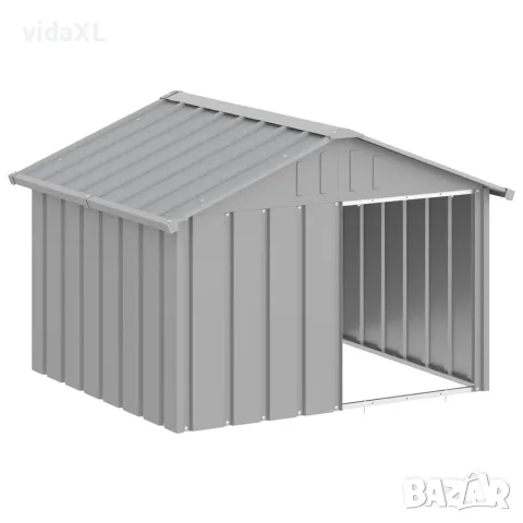 vidaXL Кучешка къща сива 116,5x103x81,5 см поцинкована стомана