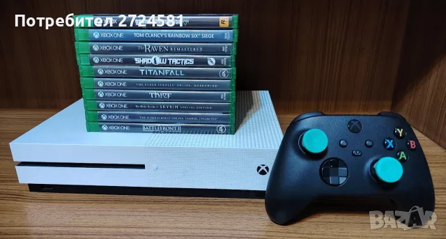 Като нов ! Xbox One S 1TB + 10 оригинални игри + оригинален джойстик