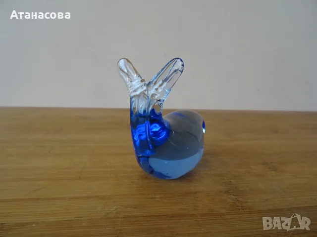 Стъклена фигура Син кит Мурано , снимка 4 - Декорация за дома - 56632040